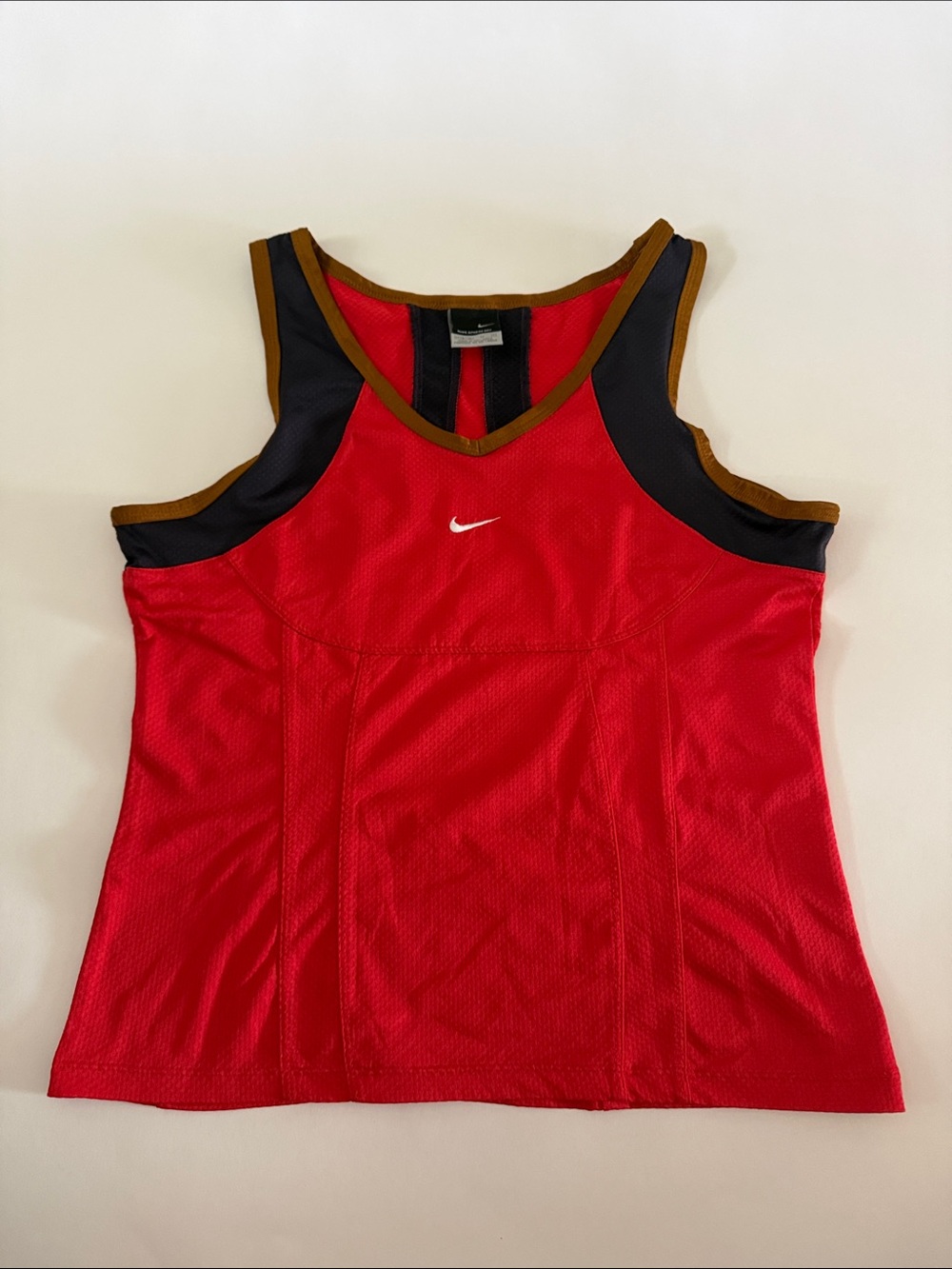 Vintage Nike Women's Red Athletic Tank Top with Contrast Trim
